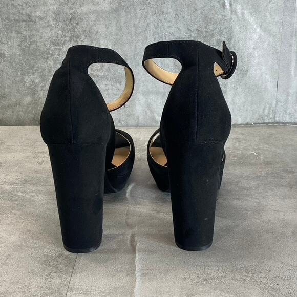 SUN+STONE Women's Black Micro Reeta Block-Heel Platform Heels SZ 7 - Picture 5 of 9